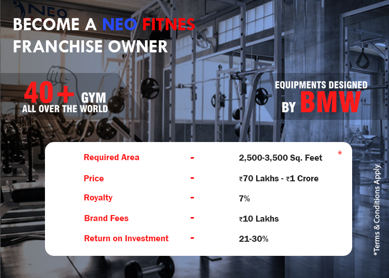NEO Fitnes Gym Franchise Plan ( 70lac. to 1Cr)